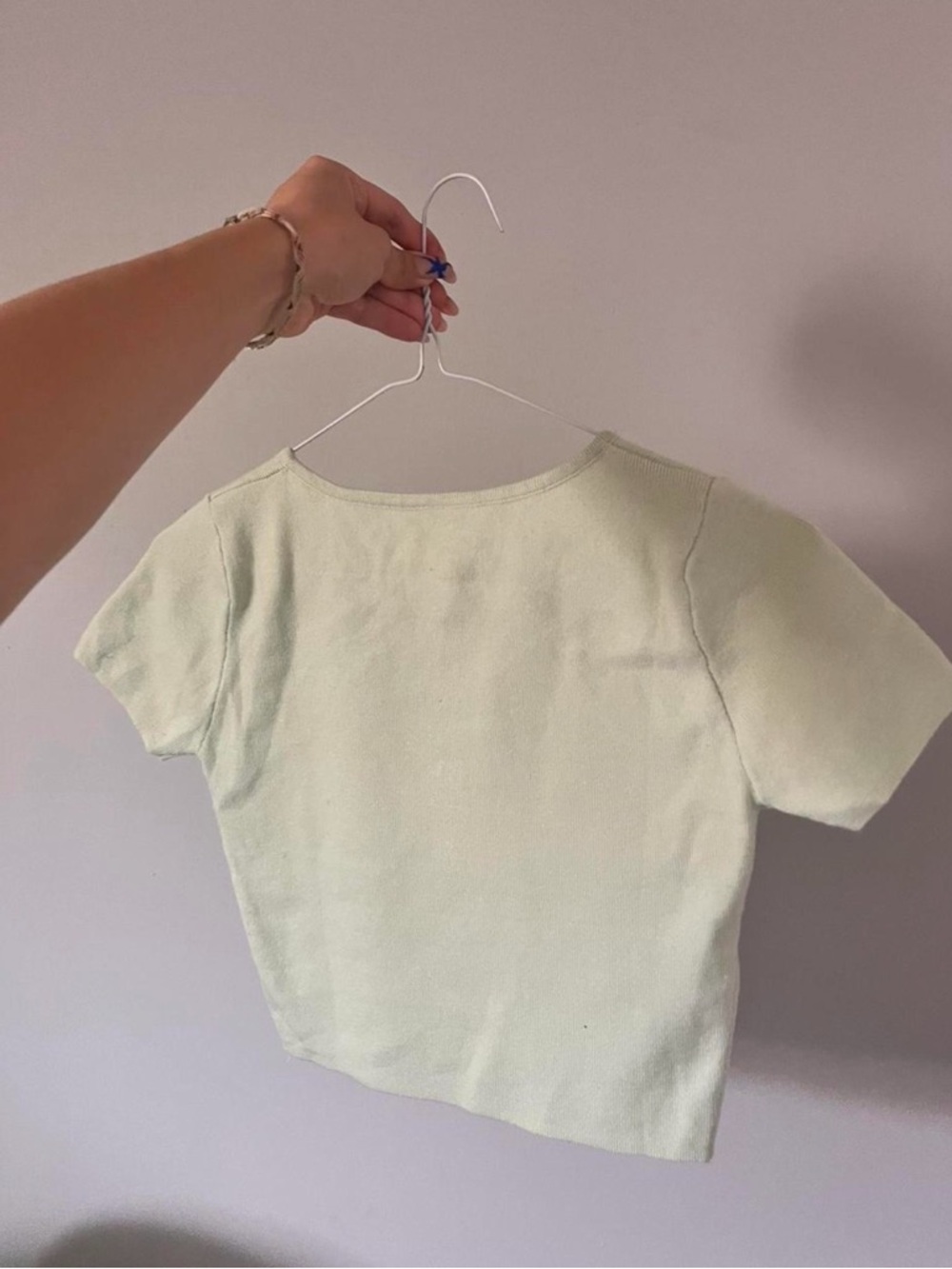 Light Green Button-Front Knit Cardigan - Picture 2 of 2